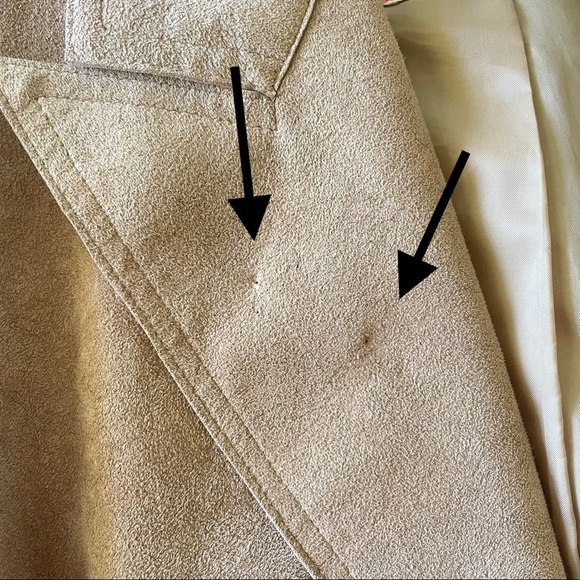 Vintage Abe Schrader Ultra Suede Peak Lapel Button Front Blazer Jacket Tan Small - Picture 12 of 16